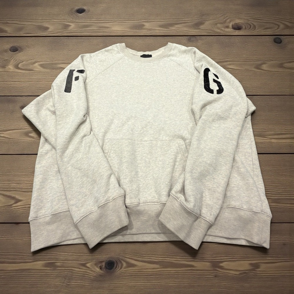 FEAR OF GOD Seventh Collection FG Logo Mens XL Beige Crewneck Sweatshirt